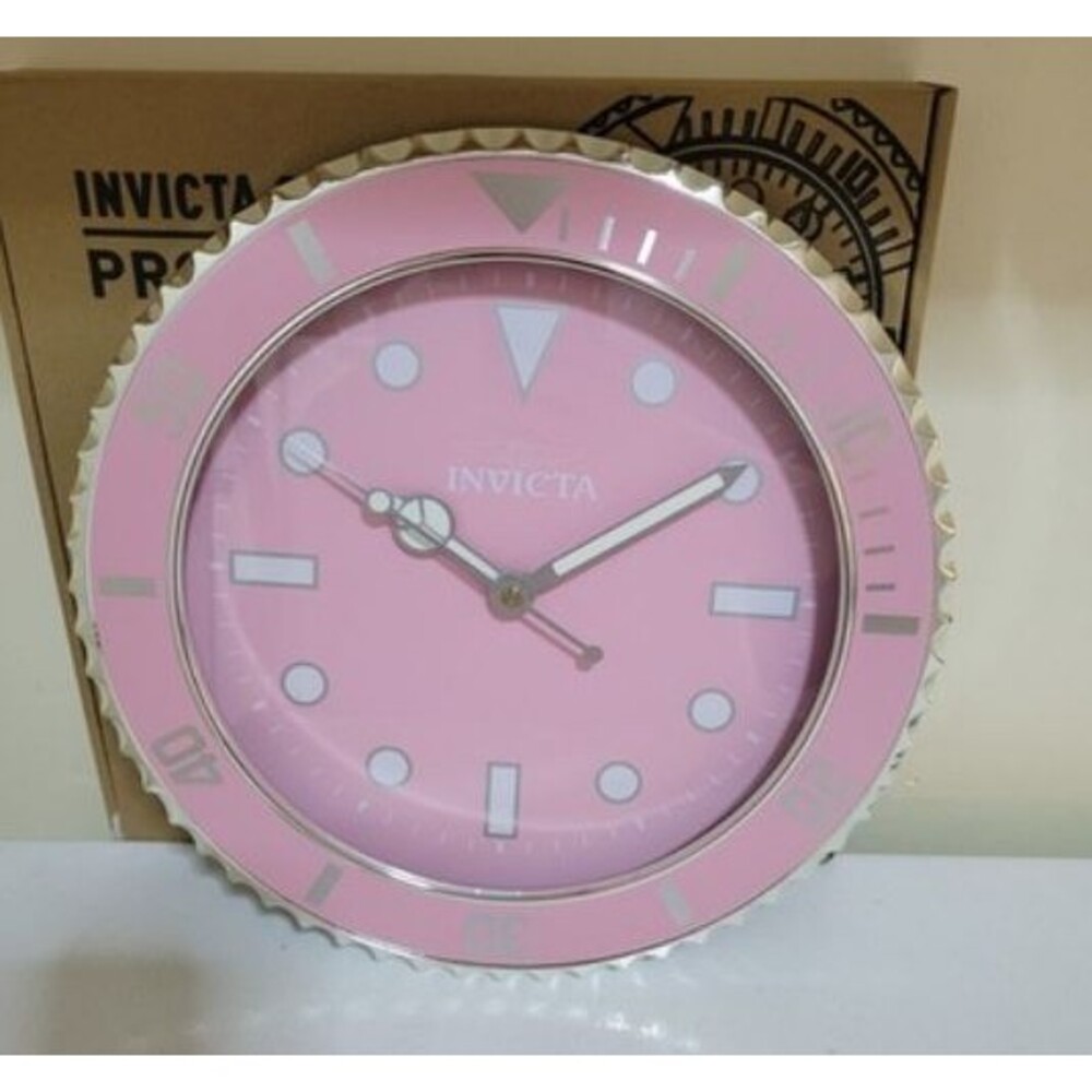 INVICTA Pro Diver Wall Clock 14" Pink Silver Watch Dial Quartz 70048 NIB